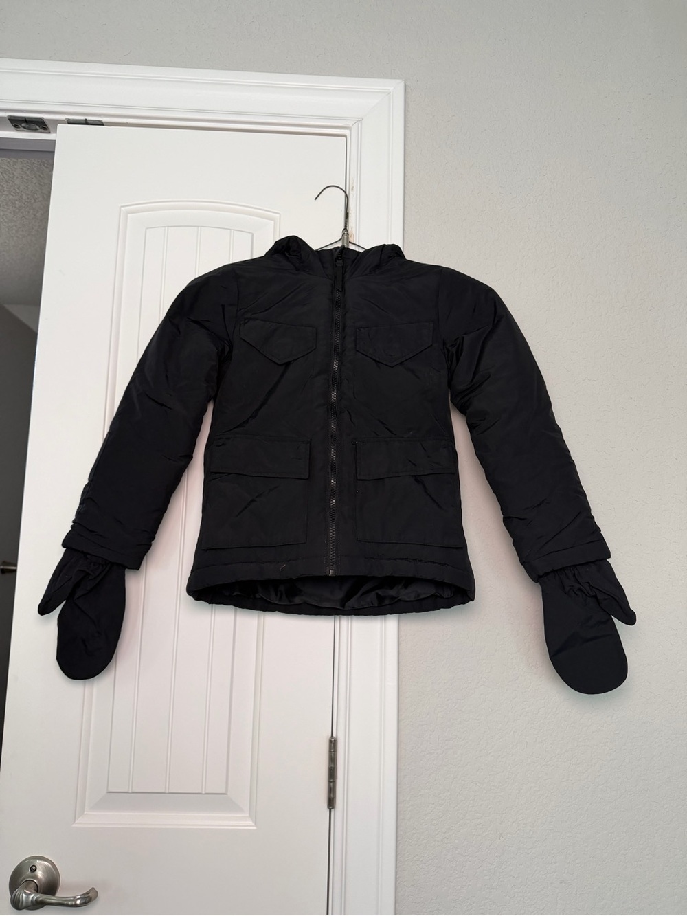 all in motion Black Kids Puffer Jacket with Attached Mittens